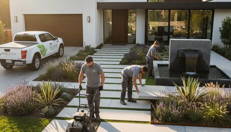 Landscaping team in Mountain View, CA creating an outdoor space for a local home