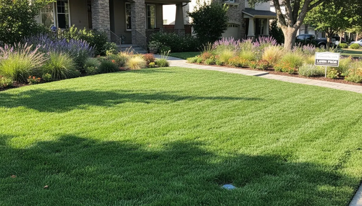 Lush green lawn with thick turf showing professional lawn care results in Mountain View, CA