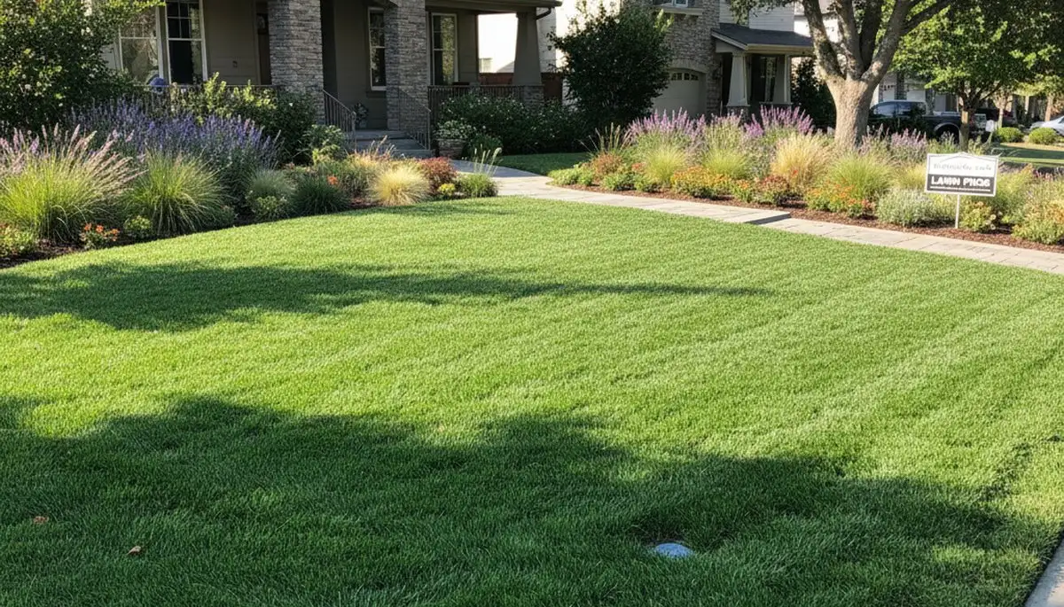Lush green lawn with thick turf showing professional lawn care results in Mountain View, CA