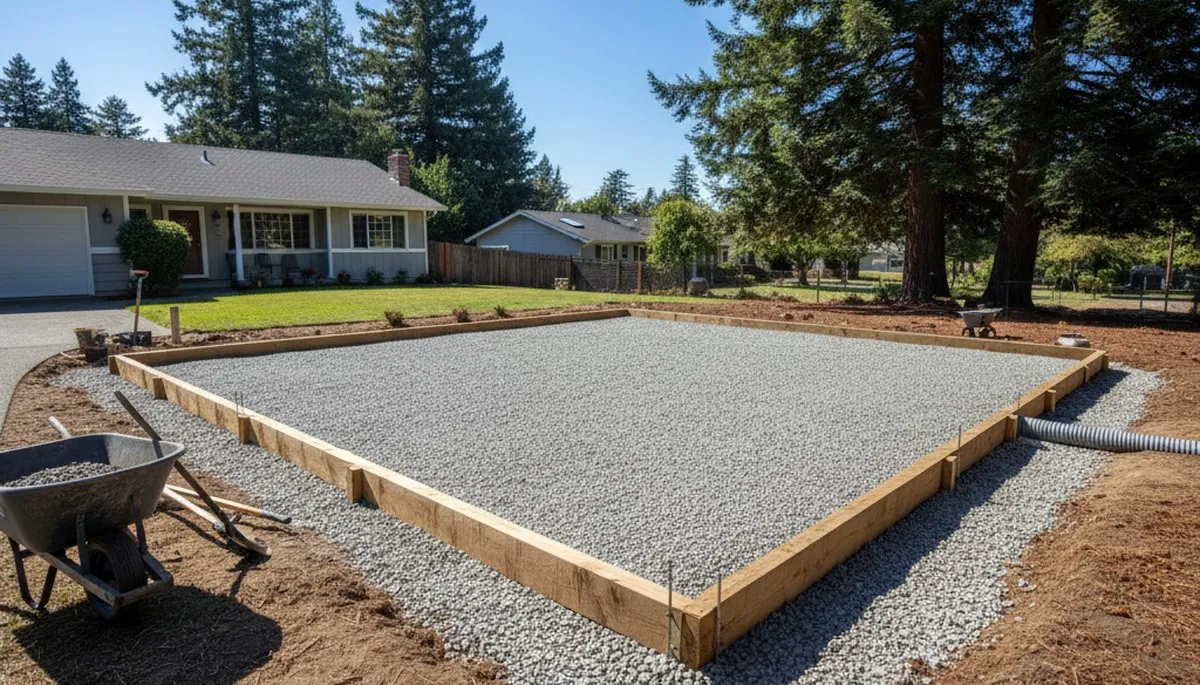 Professional shed foundation and base preparation by Chop Chop Landscaping in Mountain View, CA
