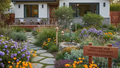 Sustainable native plant garden design by professional landscapers in Mountain View, CA